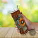 Tooled Leather Floral Tumbler – Yellow Sunflowers | Customizable 20 oz Stainless Steel Mug for Coffee & Tea